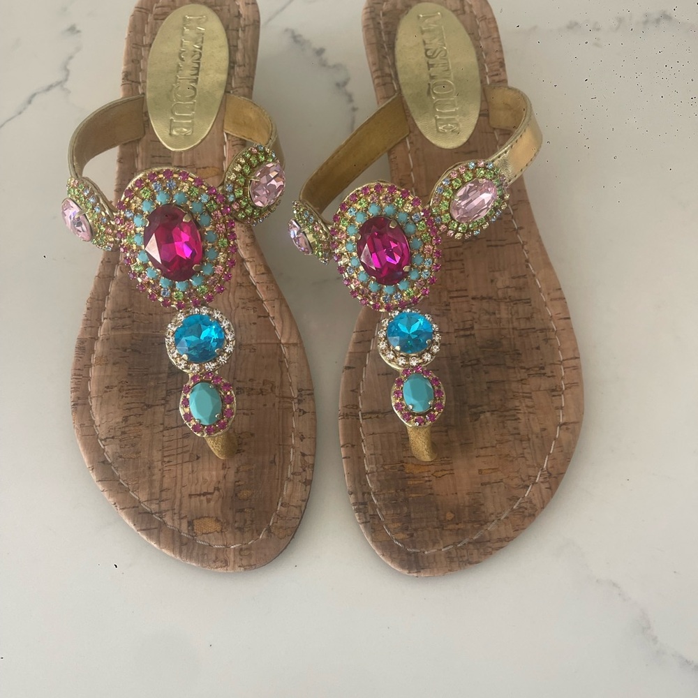Mystique Sandals with Pink and Blue Gemstones
